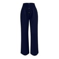 thumbnail image 5 of Gyexs Womens Wide Legs Sweatpants Elastic High Waist Baggy Pants Casual Loose Yoga Pants Womens Clothes, #03 Dark Blue, Size XXXL, 5 of 6
