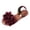 Wine, variant on Women's 3D Flower Flat Sandals Dressy Comfortable Slide Sandals Fashion Open Toe Slip On Beach Sandals for Summer