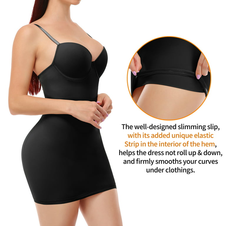 FITVALEN Women's Dress Full Slip Shapewear for Dress Seamless Bodysuit  Lingerie Tummy Control Body Shaper with Built-in Bra Tops