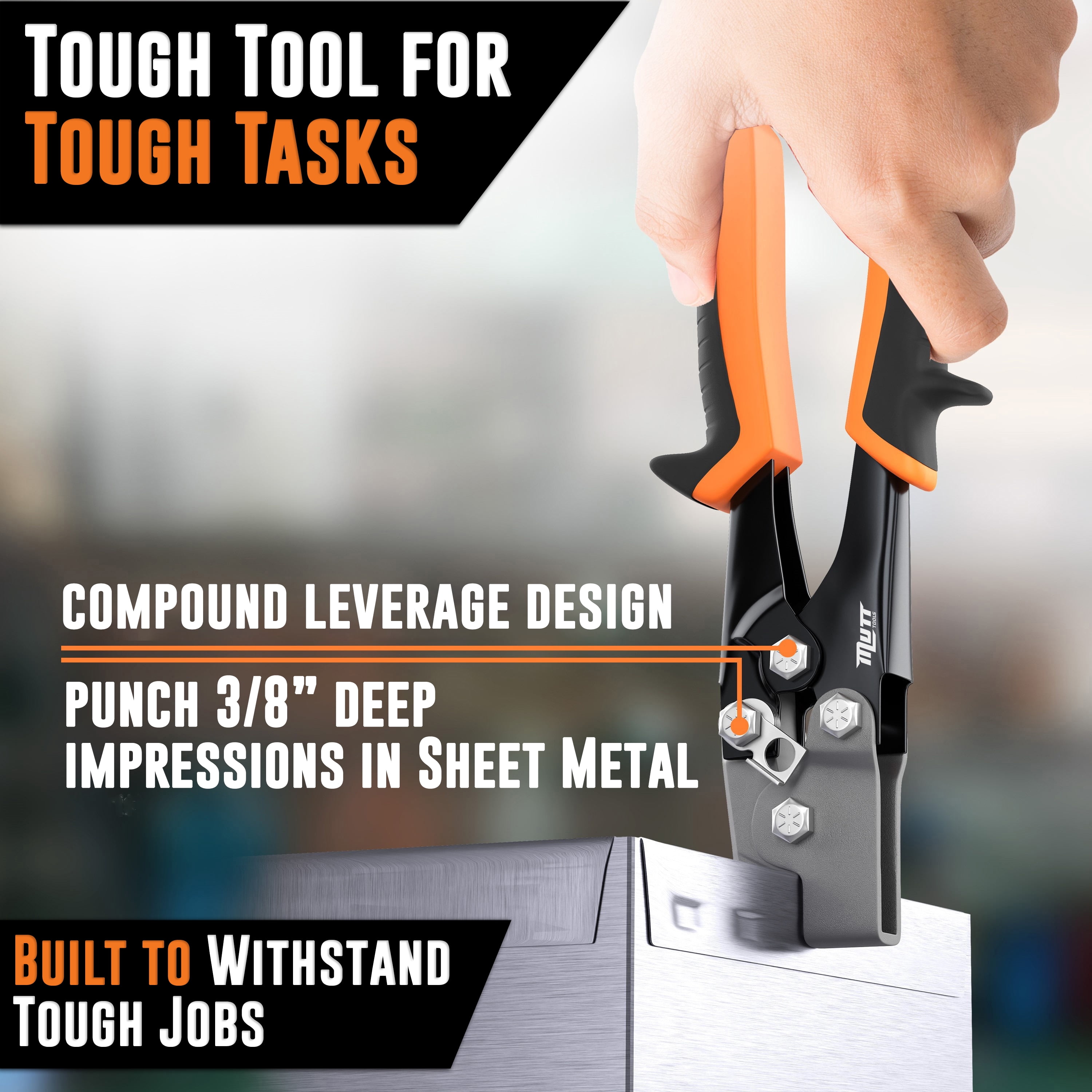 Mutt Tools Professional Snap Lock Punch - Heavy Duty Sheet Metal Notcher with Safety Lock - End Cap Crimper for Gutters - Essential Gutter Crimping Tool for Pros