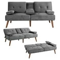 thumbnail image 3 of Walsunny 60' Convertible Loveseat Couch Small Folding Sofa Bed Removable Armrest, Modern Futon Recliner Sleeper with 2 Cup Holder Dark Gray, 3 of 7