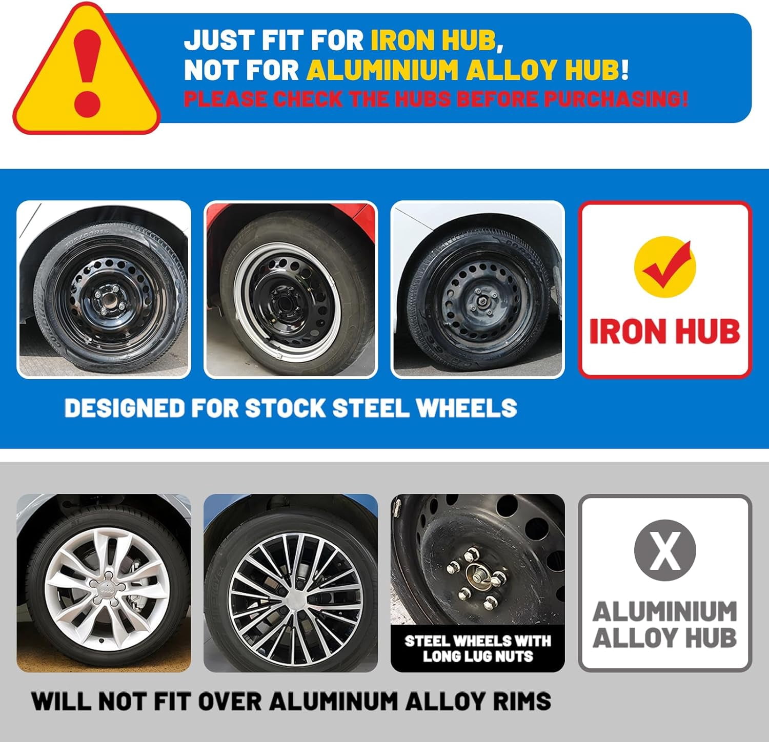 4-Pack 16 inch Wheel Rim Cover Hubcaps,Special Design Fashion Shape Replacement Hubcaps,Car Truck SUV Wheel Hub Accessories(Silver Lacquer & Black Lacquer)