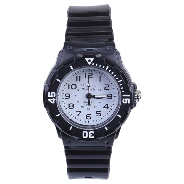 Relojes de moda para niñas, con correa de silicona, para niños, deportivos, de cuarzo, en blanco y negro (número 4)