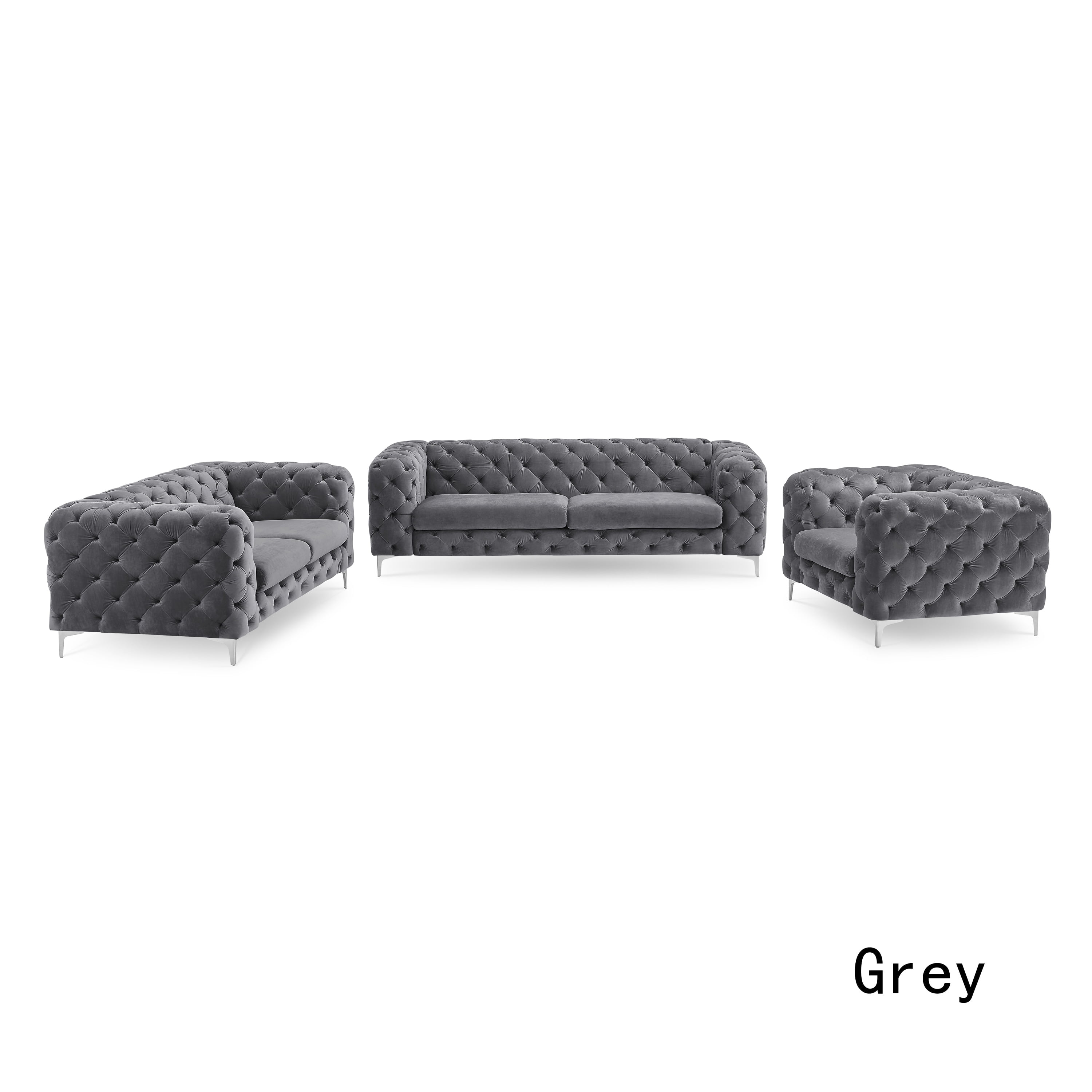 Corvus Aosta Tufted Velvet Loveseat and Sofa Living Room Set