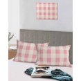 thumbnail image 5 of Pink Farmhouse Pillow Covers Standard Size 2 Pack, Buffalo Plaid Check Lattice Geometric Soft Bed Throw Pillowcases Breathable Cooling Long Lumbar Body Pillow Sham Cover for Bed Sofa 20''x26'', 5 of 7