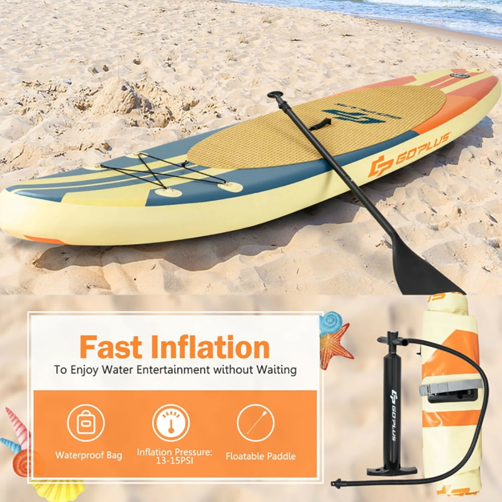 Demifill Paddle Board, Inflatable Stand Up Paddle Board, Inflatable Stand Up Paddle Board Surfboard with Bag Aluminum Paddle and Hand Pump-L, for Youth and Adult, Yellow