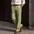 thumbnail image 4 of JoveMarine Men's Linen Pants Casual - Lightweight Breathable Summer Trousers with Drawstring Elastic Waist, Everyday Comfort,Army Green L, 4 of 5