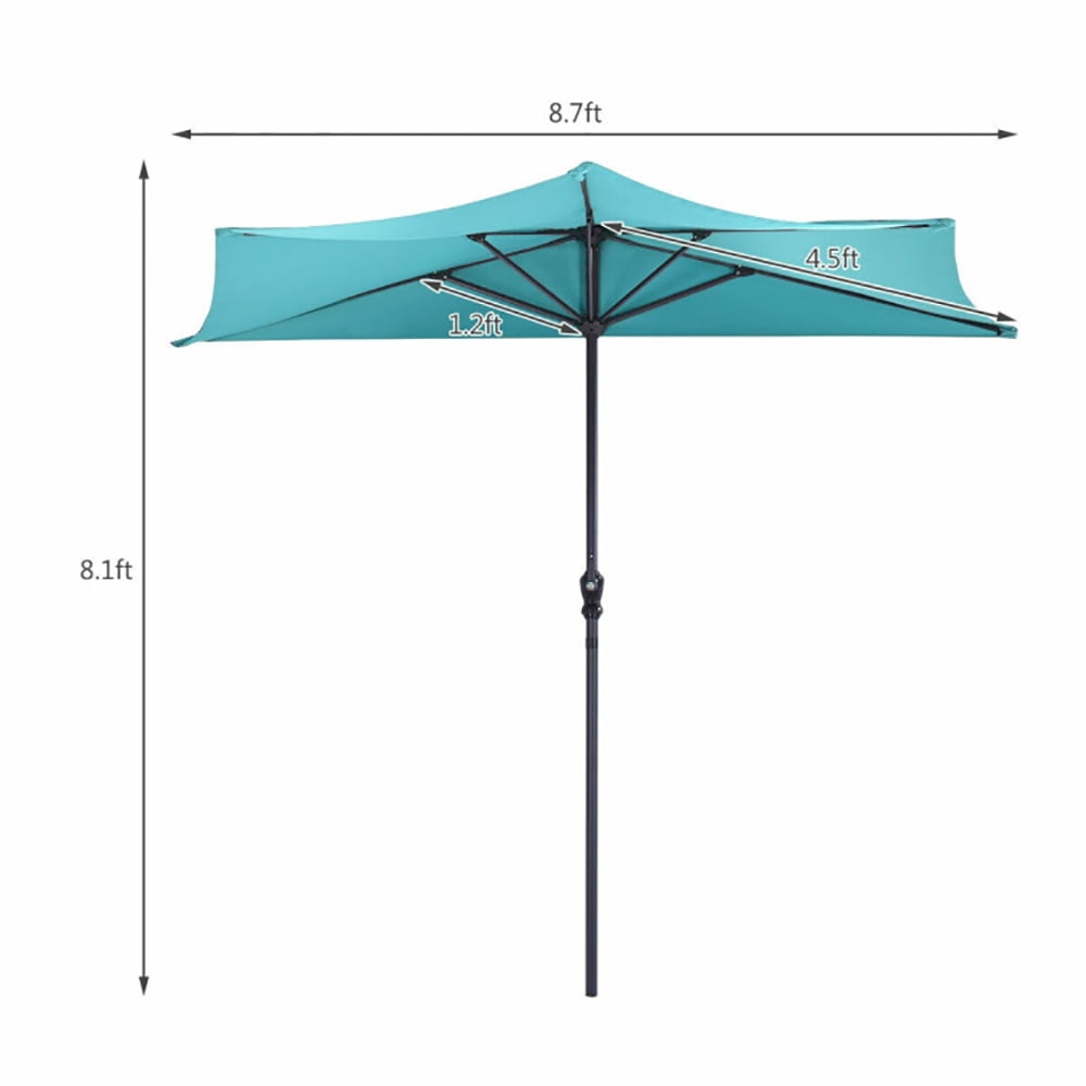 Aimee Lii 9Ft Patio Bistro Half Round Umbrella, Table Umbrella Outdoor Patio, Turquoise Aimee Lii 9Ft Patio Bistro Half Round Umbrella, Table Umbrella Outdoor Patio, Turquoise