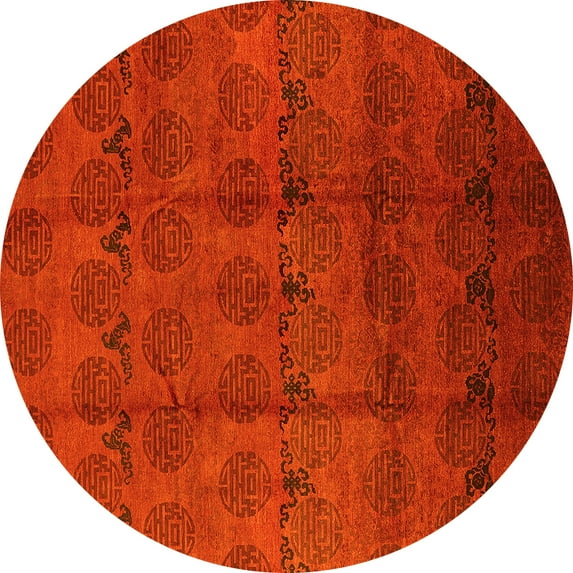 Ahgly Company Indoor Round Oriental Yellow Industrial Area Rugs, 8' Round