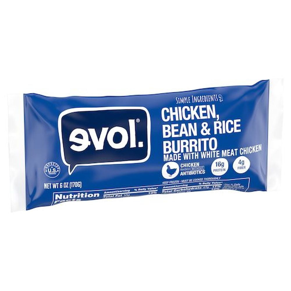 Evol Chicken Bean Rice Classic Burrito, 6 Ounce -- 12 per case