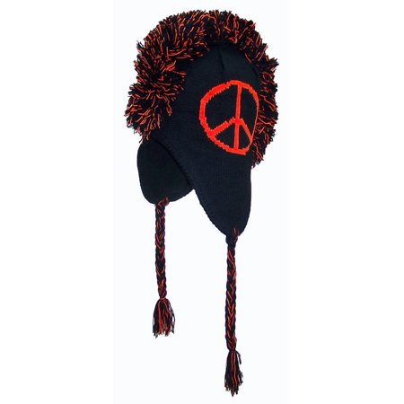 Best Winter Hats Bright Neon Peace Signs Mohawk Winter Ear Flap Hat (One Size) -