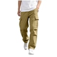 thumbnail image 2 of DJDLJWCJ Teen Boys Cargo Pants 14-16 Straight Leg Elastic Waist Baggy Pants Lightweight Breathable Boys Work Pants Khaki Size 9, 2 of 8