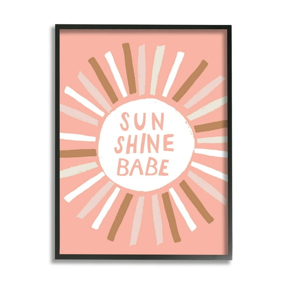 Stupell Industries Sun Shine Babe Phrase Pastel Sun Rays,11 x 14,Designed by Jess Bruggink