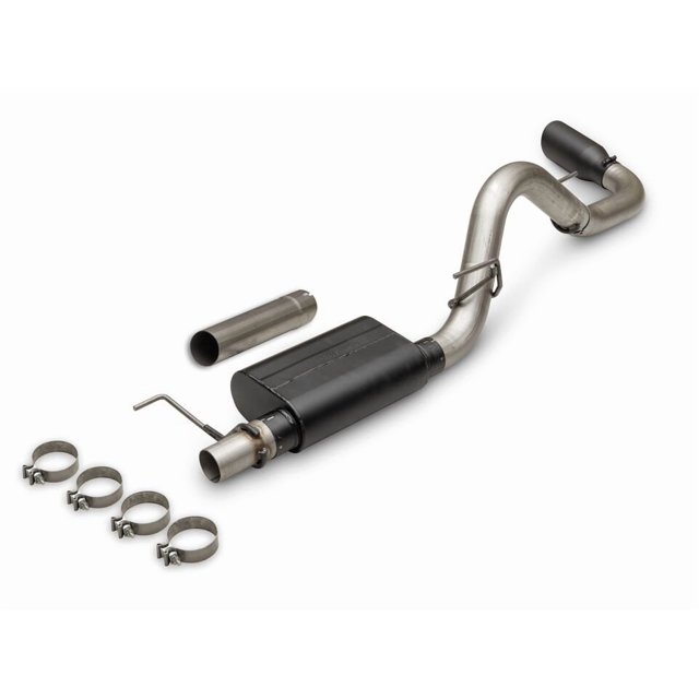 Flowmaster Exhaust System Kit 818166 American Thunder Cat Back System; 409S Stainless Steel; With Mufflers; 3 Inch Pipe Diameter; Single Exhaust With Single Exit; Single Out Rear Side Exit