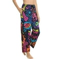 thumbnail image 3 of Cauagu Neon Graffiti Urban Art Pajama Pants for Women Loose Fit Wide Leg Trouser Pants Casual Elastic Waist Drawstring Lounge Pants, 3 of 6