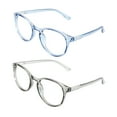 thumbnail image 4 of Blue Light Blocking Glasses, 2 Pack Computer Reading Glasses for Anti Eyestrain，Stylish Oval Frame, Anti Glare(Clear Blue + Clear Gray, 2.00 Magnification), 4 of 6