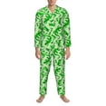 thumbnail image 3 of Honeii Green Lizard Pattern Mens Pajamas Set,2pcs Men's Lounge Long Sleeve Sleep Shirt and Pajama Bottoms Sleepwear Set,Mens Pjs Sets-Medium, 3 of 7