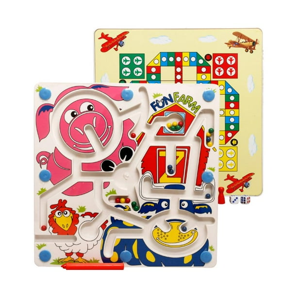 Juego Magnético De Madera 2 En 1, Laberinto De Ciudad, Ajedrez Volador Para Niños, Juguete Educativo, Habilidades Motoras Finas, Regalo De Cumpleaños seitruly FN006832-02
