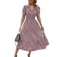 thumbnail image 4 of Txlixc Vestido de manga corta femenino con solapa impresa en flores Txlixc  moda, 4 of 9