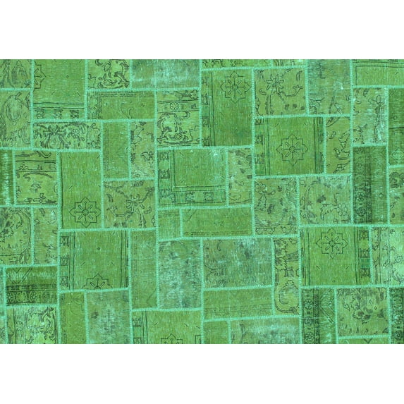Ahgly Company Indoor Rectangle Patchwork Turquoise Blue Transitional Area Rugs, 5' x 8'