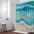 thumbnail image 3 of Turquoise Gradient Bathroom Shower Curtain, Abstract Beach Ocean Wave Oil Painting Waterproof Washable Soft Bath Curtain for Bathtub Decor with 12 Hooks&Grommet, 60x72 Inch, 3 of 9
