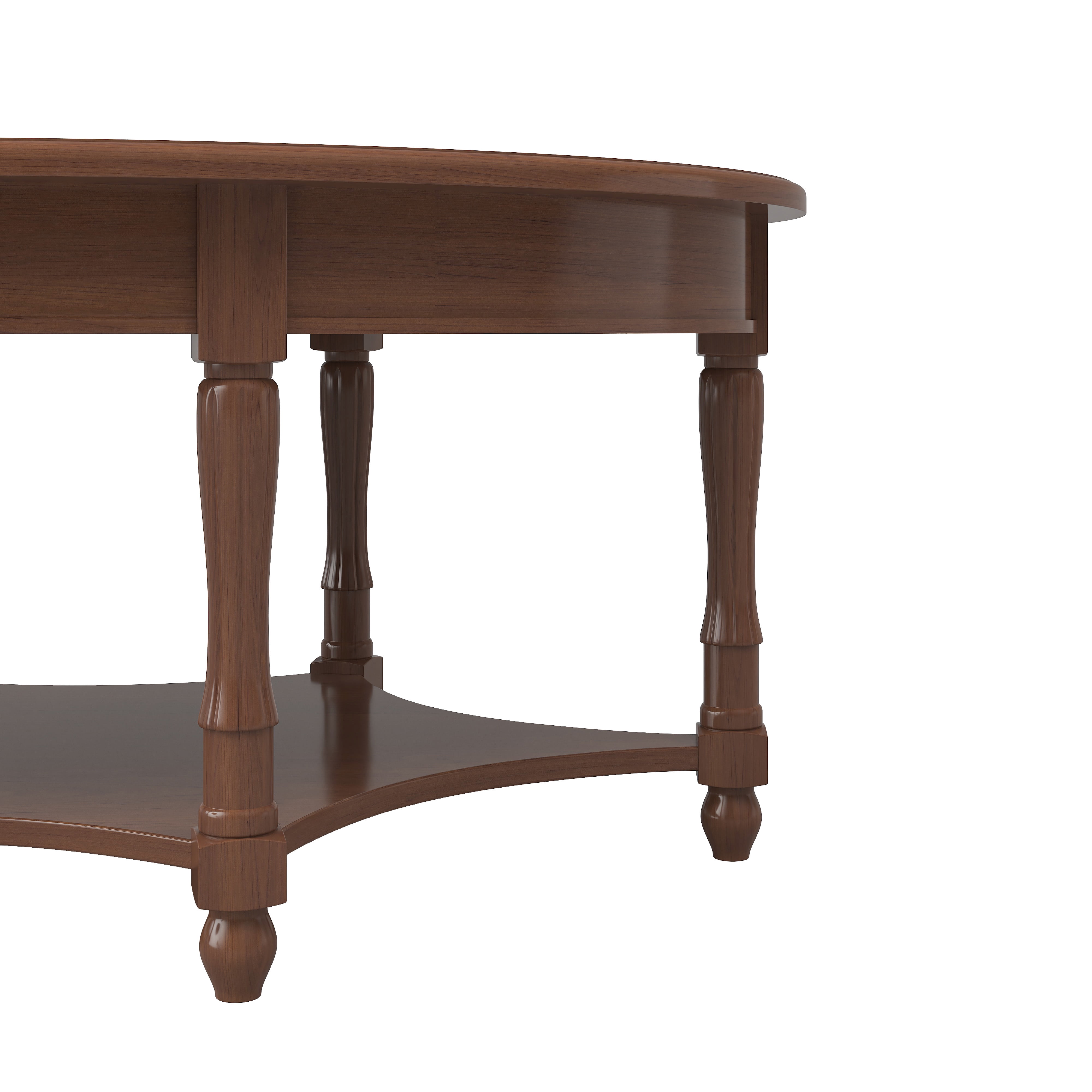 GARITIN Oval Coffee Table 45 Inch, Vintage Cocktail Table with Drawer and Storage Shelf for Living Room, Dark Walnut