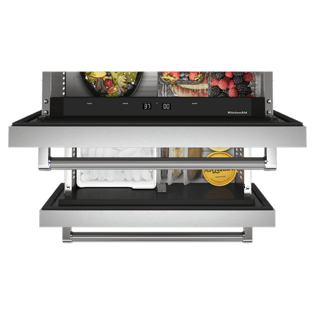 KitchenAid - 4.29 Cu. Ft. Built-In Mini Fridge with Double-Drawer Refrigerator/Freezer - Stainless Steel