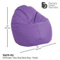 thumbnail image 2 of SoftScape Dew Drop Bean Bag Chair with Supportive High-Back Design, for Kids, Teens and Adults, Alternative Seating for Dorms, Schools, Libraries, Daycares or Home - Purple, 2 of 5