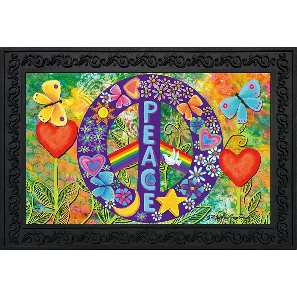 Peace Floral Doormat Everyday Indoor Outdoor 18" x 30" Briarwood Lane