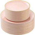 thumbnail image 1 of Bestluck 100PCS Pink Gold Plastic Plates, Pink Disposable Plates for Party, Wedding and Graduation, Include 50 Dinner Plates, 50 Dessert Plates for 50 Guests, 1 of 7