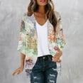 thumbnail image 2 of JURANMO Kimono Cardigan for Women, Plus Size Kimono Cardigans 3/4 Ruffle Sleeve Lightweight Flowy Boho Floral Loose Cover Ups Summer Savings Orange M, 2 of 6