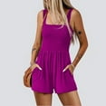 thumbnail image 2 of Purple Womens Slim Tunic Shorts Jumpsuits Shortalls Shorts One Piece for Women Lounge Going Out Pleated Straight Leg Basic Fall Summer 2025 Clothes Fashion M, 2 of 4