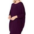 thumbnail image 3 of Women's Elegant Plus Size Loose Fit Dress Side Draped Dolman Sleeve Midi, 3 of 4