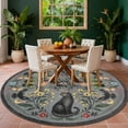 thumbnail image 2 of Nanan 5' Round Area Rug, Washable Cat Botanical Non Slip Stain-resistant Rugs for Dorm Apartment, Soft Foldable Carpet, Gray, 2 of 6