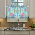 thumbnail image 2 of Yayeee Kitchen Curtains Tier Pair Light Filtering 27"x24" Rod Pocket Short Cafe Window Panel, Pink Beach Toys Pattern, 2 of 7