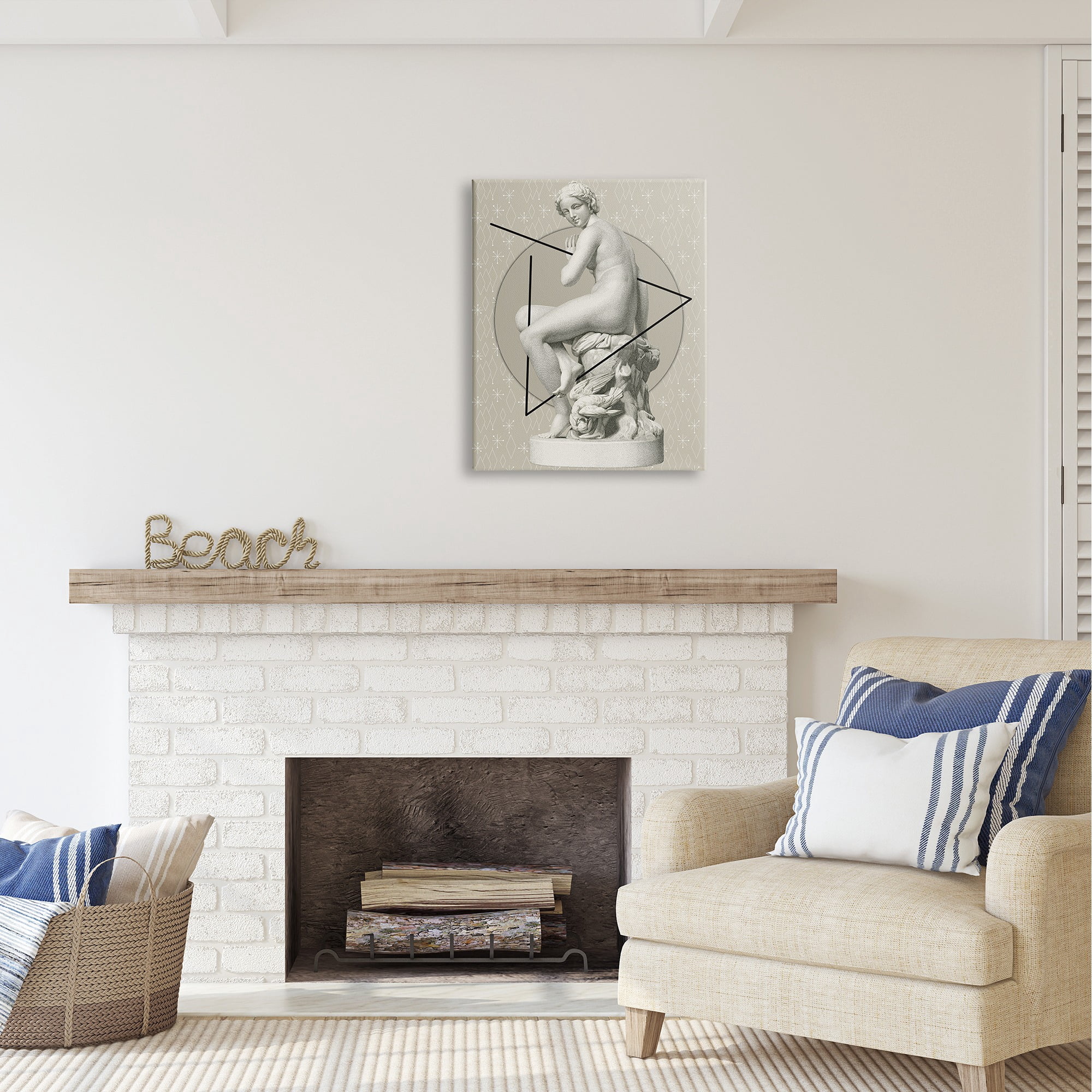 Stupell Industries Geometric Classical Statue Abstract Painting Gallery Wrapped Canvas Art Print Wall Art, 24 x 30