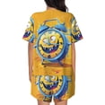 thumbnail image 6 of Daiia Funny Alarm Clock Illustration Pattern Womens Pajama Sets Short Sleeve Pajamas for Women Sets Soft Lounge Sets Casual Round Neck Sleepwear PJS-3X-Large, 6 of 7