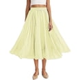 thumbnail image 2 of Women's Casual Summer Linen Midi Skirts High Waist Flowy A-Line Lightweight Skirt Solid Color Loose Casual Beach Vacation Wear Yellow One Size, 2 of 8