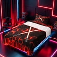 thumbnail image 3 of meiyoeat Neon Lights Twin Sheet Sets for Boys, Sci-Fi Red Gaming Bedding, 3-Piece, 1 Flat Sheet, 1 Fitted Sheet and 1 Pillowcase, 3 of 6