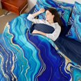 thumbnail image 3 of Manfei Blue Marble 7-Piece Bedding Sets Twin Size, Modern Aesthetic Marbling Comforter Sets with Sheets, Watercolor Artwork Bedding Accessories, Ultra Soft Bedroom Decor, 3 of 6