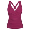 thumbnail image 2 of Firpearl Plus Size Underwire Tankini Top for Women Sexy Slimming Bathing Suits Push Up Swimsuit Tops for Big Busted Amaranth 18, 2 of 7
