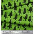 thumbnail image 2 of Soimoi Green Cotton Voile Fabric Snow & Cedar Tree Printed Craft Fabric by the Yard 42 Inch Wide, 2 of 3