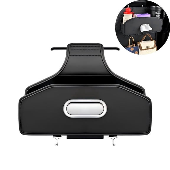 Backseat Car Organizer - Multifunctional Car Storage with Cup Holder, Tissue Holder & Hook, Universal Seat Back Organizer