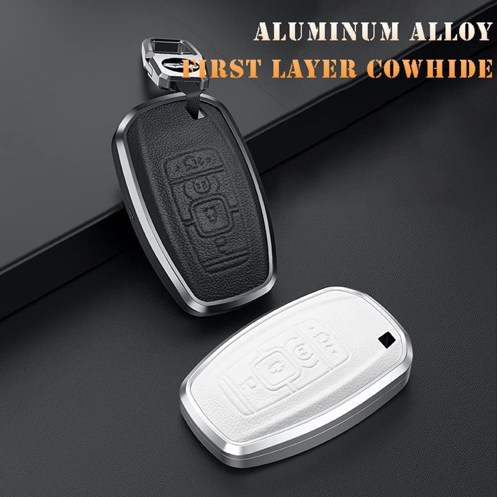 4 Button Key Fob Cover for Lincoln Continental MKC MKZ 2019 2018 2017 Navigator Aviator 2021 Keyless Entry Keychain Holder Full Protection Leather Key Fob Case