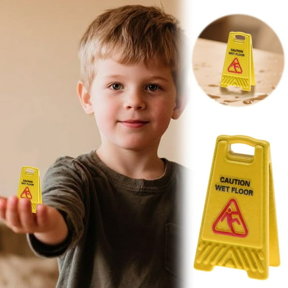 Wakauto 5 Pcs Panneaux d'Avertissement Miniatures pour Maison de Poupée, Décoration Réaliste pour Jeu de Rôle, Éducation, Amélioration du Design Intérieur, Jeux de Sensibilisation, Jeu de 9 Mois pour Fille de 5 Ans