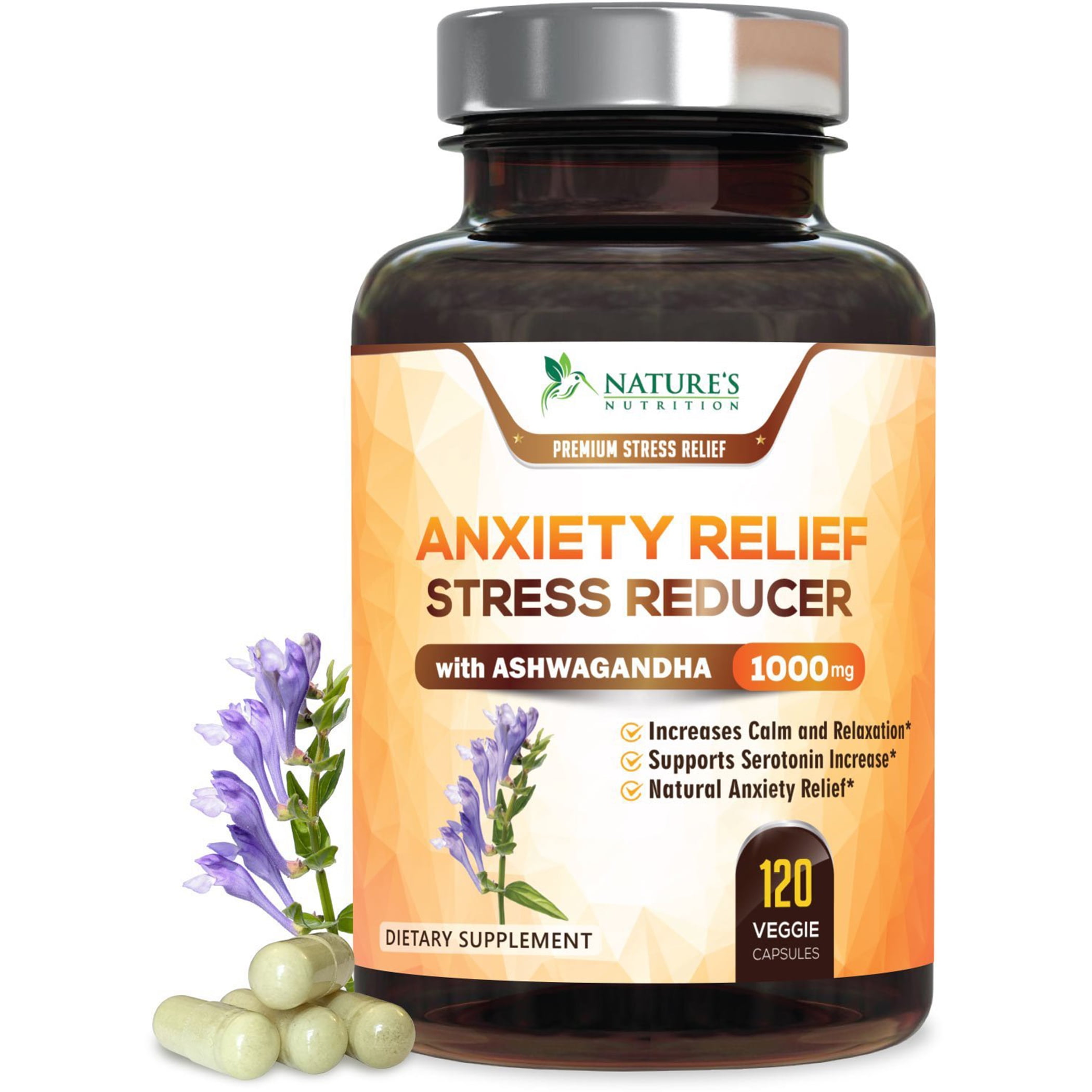 Nature s Nutrition Anxiety Relief Pills Herbal Stress Reducer 1000 