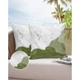 thumbnail image 6 of Pack of 2 Outdoor Pillow Covers, Abstract Modern Art Marble Sage Green White Silver Line Waterproof Square Throw Pillowcase Cushion Decorative Pillow Covers for Couch Patio Tent, 16x16 in, 6 of 6