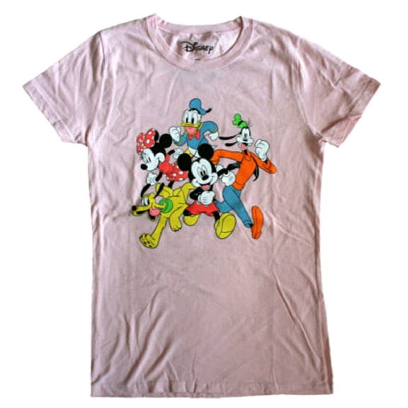 Disney Mickey and Friends Junior Womens Slim Fit Pink T-Shirt Size Small
