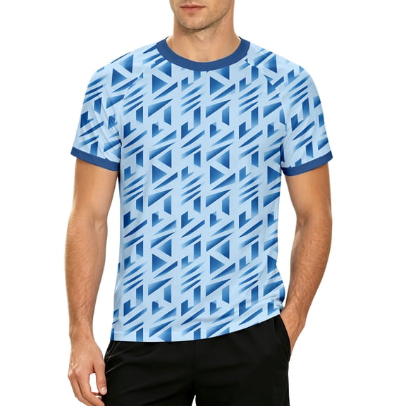 Mens Shirts Printed Short Sleeve Crew Neck Fashion Street Business Clothes for Men,Blue,2XL