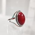 thumbnail image 3 of Natural Red Coral Ring, Woman's Coral Ring, Coral April Birthstone, Designer Band, 925 Sterling Silver, Womens Ring, Christmas, Thanksgiving, Handmade, Statement Jewelry, Natural Gemstone Ring, 3 of 6